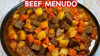 Beef Menudo Quick And Easy Beef Menudo In Osyter Sauce Pinoy Simple Cooking