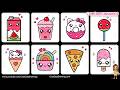How to Draw Cute Easy Sweet Treats | 1 Hour of Video Tutorials for kids and Toddlers!
