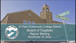 EPCC Regular Board Meeting: November 29, 2022