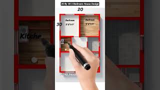 Denah Rumah 3 Kamar Tidur Ukuran 20 x 30 | Denah Lantai 3D #houseplan #homeplan #modernhouseplan #floorplan