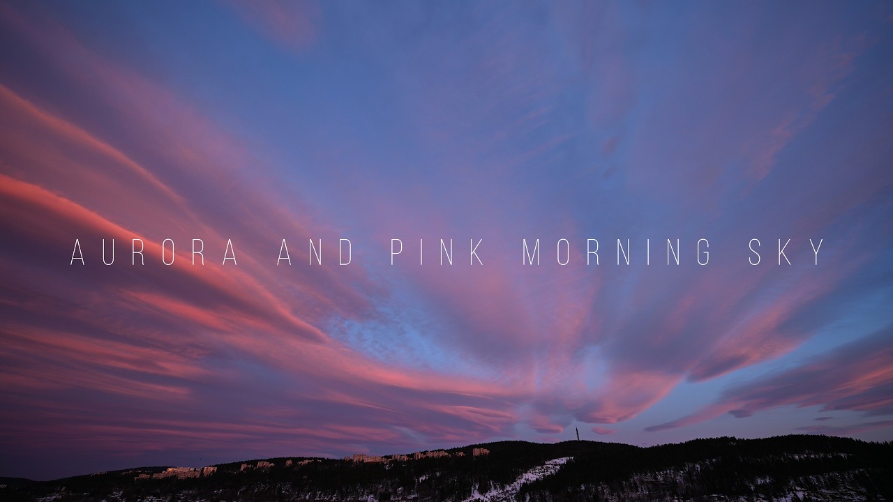 Aurora and pink morning sky