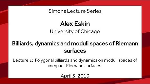 Polygonal billiards and dynamics on moduli spaces of compact Riemann  - Alex Eskin