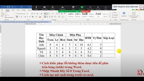 Khắc Phục Lỗi Không Thêm Được Tiêu Đề Phía Trên Bảng Trong Word + Nhập Nhanh Dãy Số 0 Trong Excel