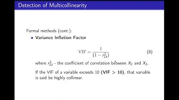7.4. Detection of multicollinearity: formal