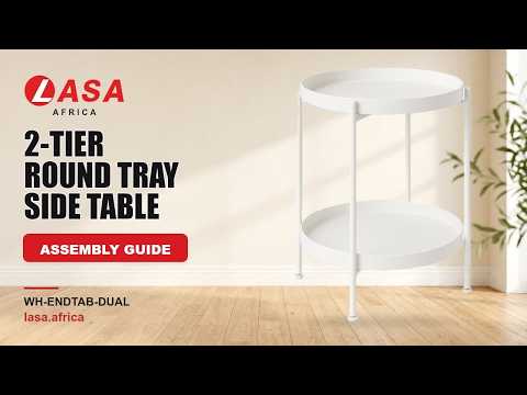 2-Tier Round Tray Side Table, White – Assembly