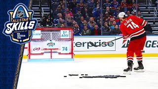 Slavin takes home the 2020 Honda NHL Accuracy Shooting title