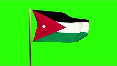 Jordan Flag Waving In The Wind. Green Screen, Alpha Matte. Loopable Animation Stock Animation