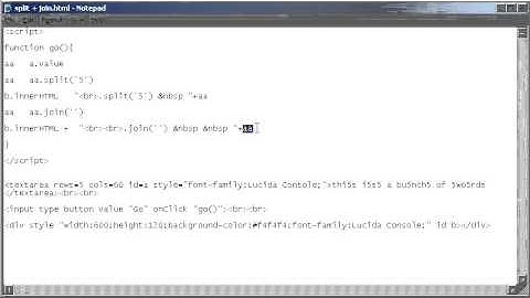Html + Javascript; Split + Join