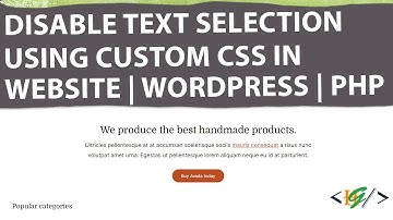 How to Disable Text Selection Feature using CSS in Website | PHP | HTML | WordPress
