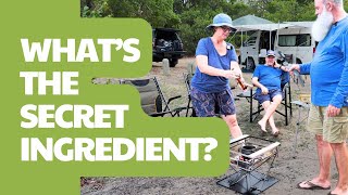 There's more than 1 secret ingredient on this Potjie Pot camping stew: Teardrop Tucker Episode 4