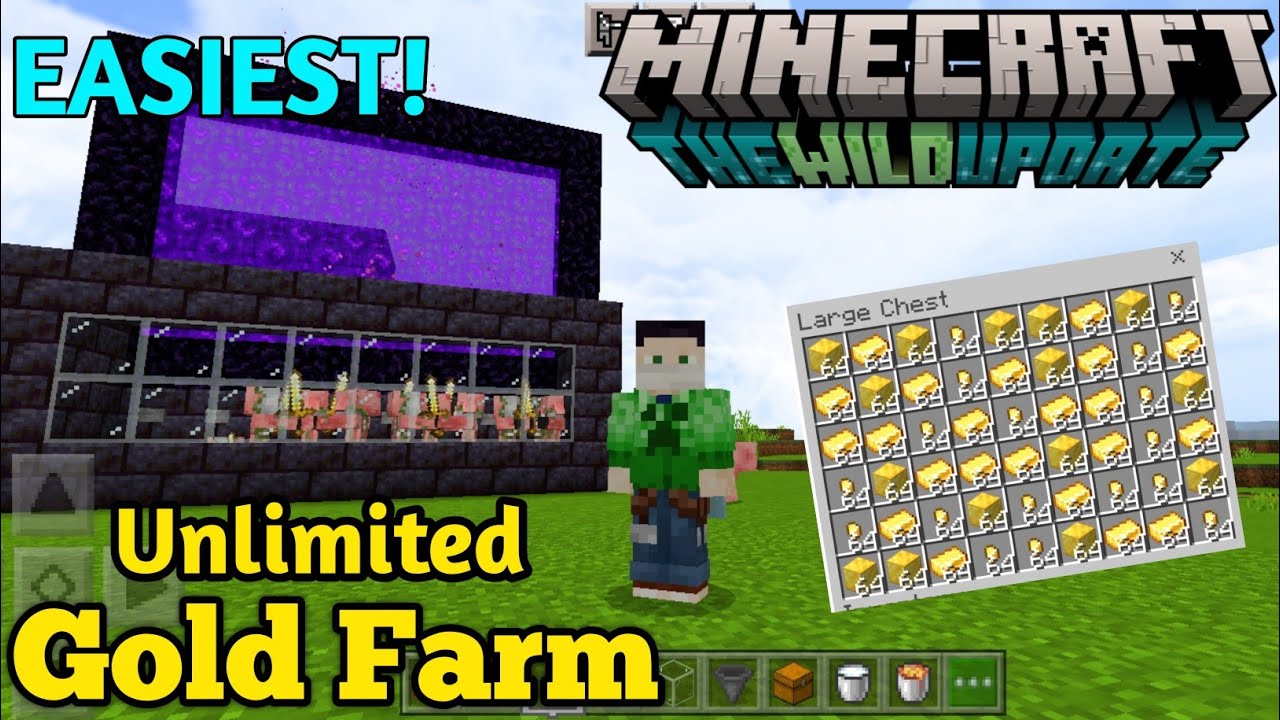 Minecraft gold farm tutorial | gold farm minecraft bedrock - YouTube