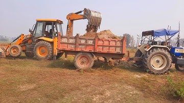Swaraj 742xt full loaded trolley |jcb loading mud in trolley #tractorvideo #jcbvideo #tractor
