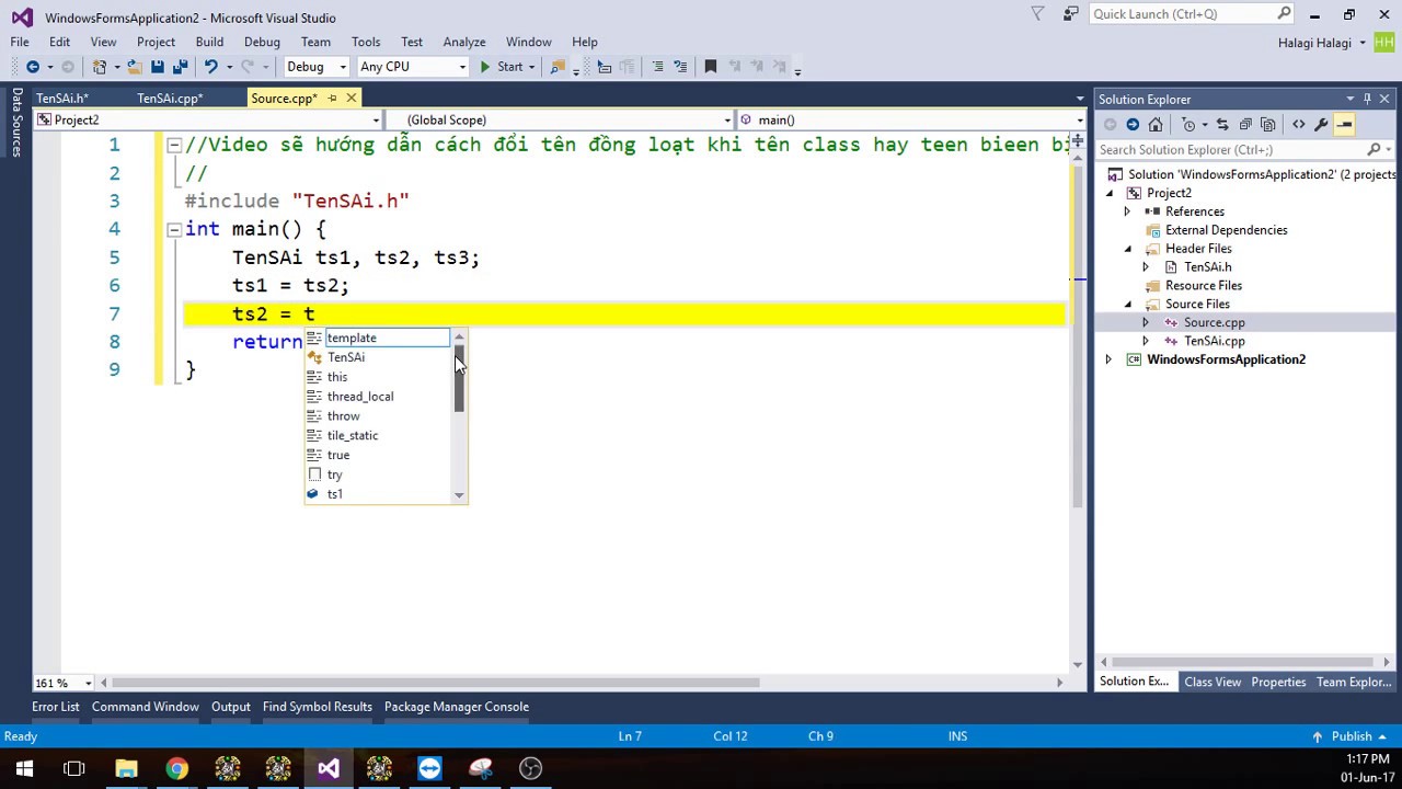 visual studio 2015 วิธีใช้  New Update  Cách đổi tên class, biến một cách đồng loạt trong visual studio