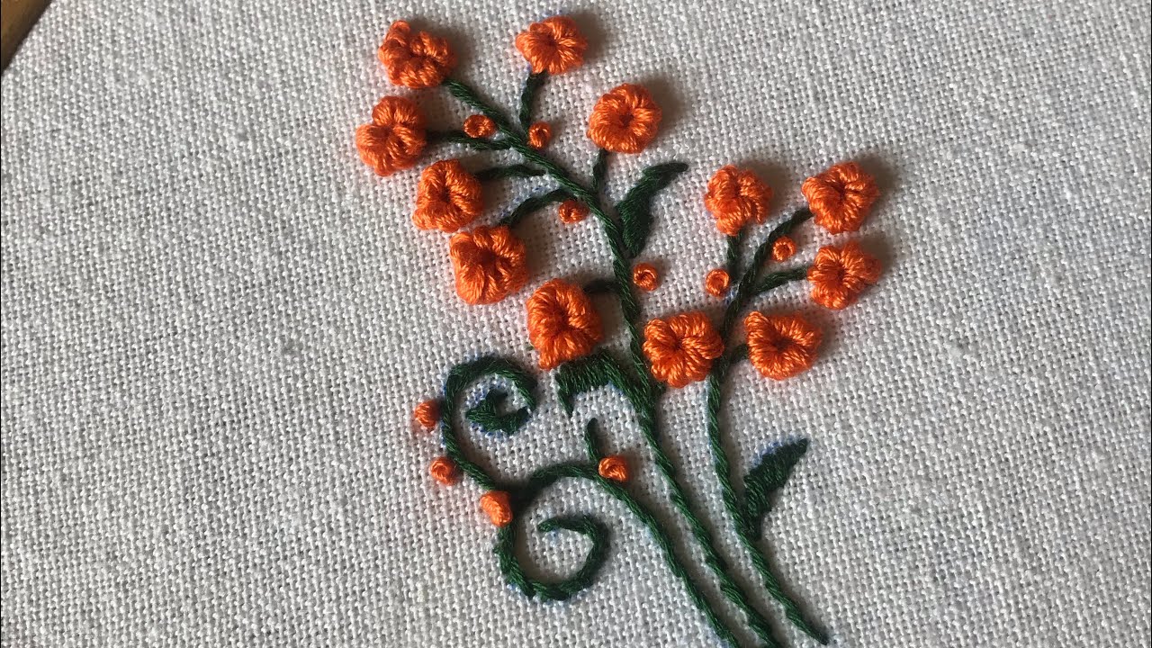 Raised cup stitch flower || Threads & Needles || 124- hand embroidery