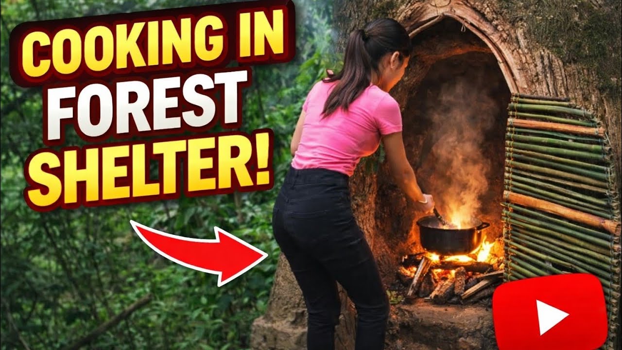 Solo Survival Night in the Forest | Built a Shelter & Cooked My Own Food