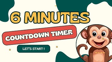 MONKEY COUNTDOWN ! 6:00 🐵 countdown timer from 6 minutes to zero in minutes and seconds / 360"