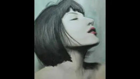 Watercolor and charcoal on paper step by step / Portrait of the talented artist Kate Zambrano