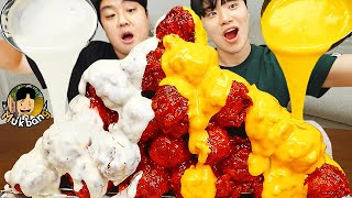 ASMR MUKBANG | Crispy Fried Chicken, fire noodles, Crunchy Corn Dog recipe ! eating