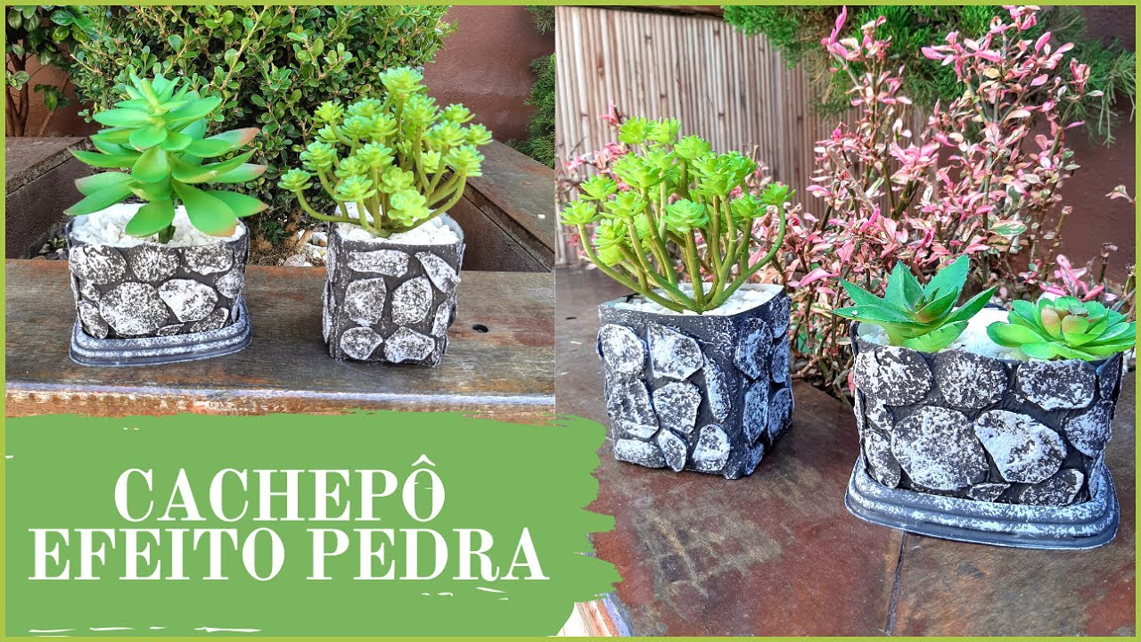 VASO EFEITO PEDRA feito com CAIXA DE LEITE e/ou POTE DE MARGARINA - Reciclável - Do lixo ao luxo