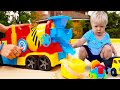 Learn construction vehicles for kids - A cement mixer at the sandpit.