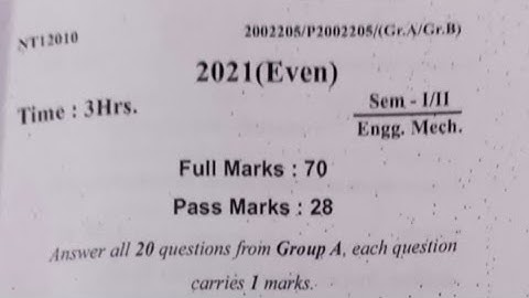 Engineering Mechanics Diploma question paper 2022