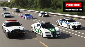 Fastest Police Cars Speed Comparison 3D | 3D Animation