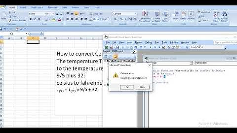 celsius to fahrenheit excel vba