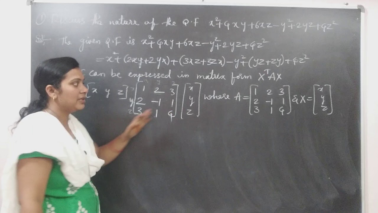 B.tech Engineering maths. Chapter- Quadratic Forms. Problem on nature ...