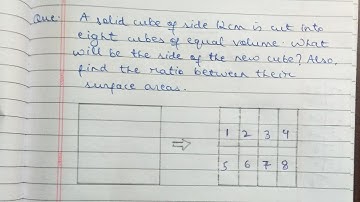 A solid cube of side 12 cm is cut into 8 cubes of equal volume. What will be the side of the new cub