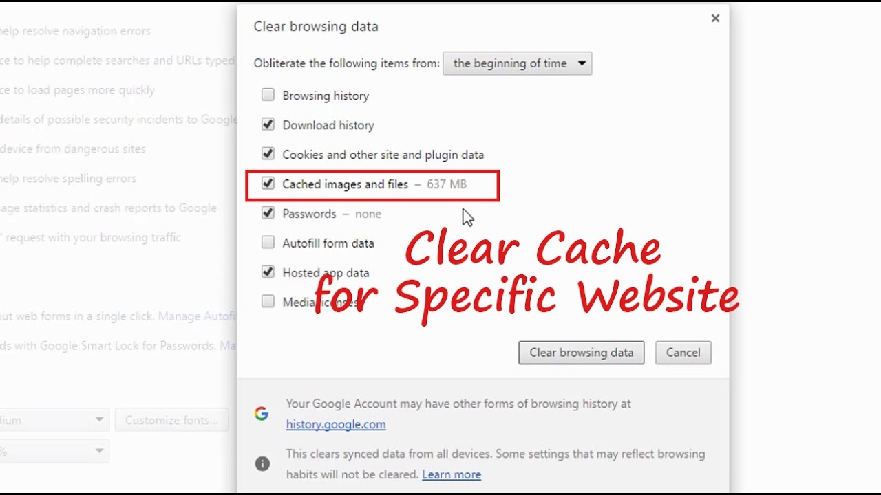 clear cache google chrome windows 10