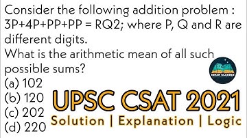 Consider the following addition problem : 3P+4P+PP+PP = RQ2; where P, Q and R are different digits.