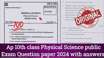 💯ap 10th class physics Ssc public exam real question paper 2024|10th public exam physics paper 2024