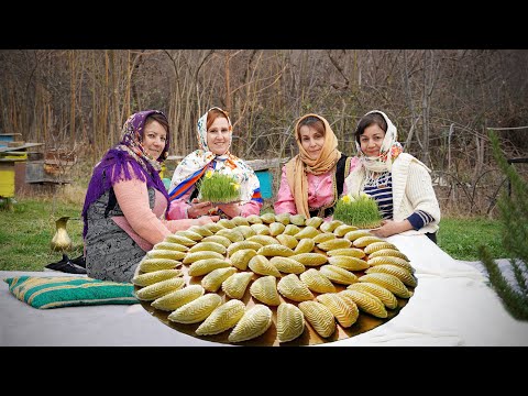 Traditional Azerbaijani Sweets - Shekerbura and Shor Gogal Recipe in the Village