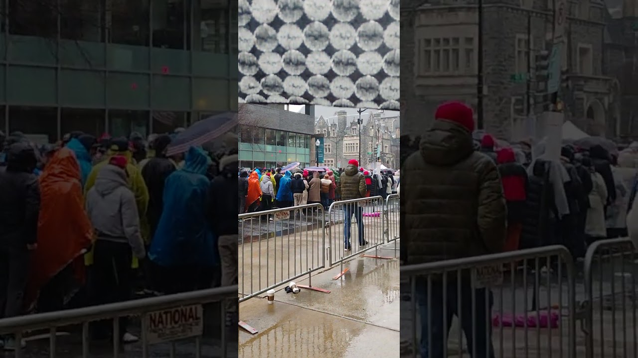 People Getting Rained ☔ on for Trump, - Victory Rally
