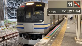 【E217系初の廃回はY-44編成】内房線快速君津行きE217系横クラY-44編成千葉駅発車