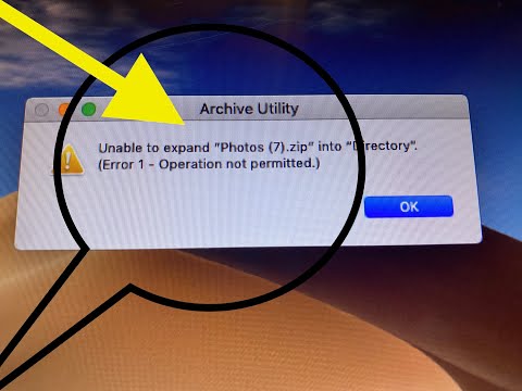 How to fix (Error 1 operation not permitted - unable to expand photos) when  unzipping files in Mac