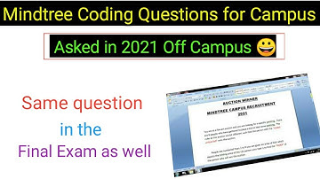 Mindtree offcampus recruitment coding question aked in 2021/[Mindtree] off campus recruitment 2021