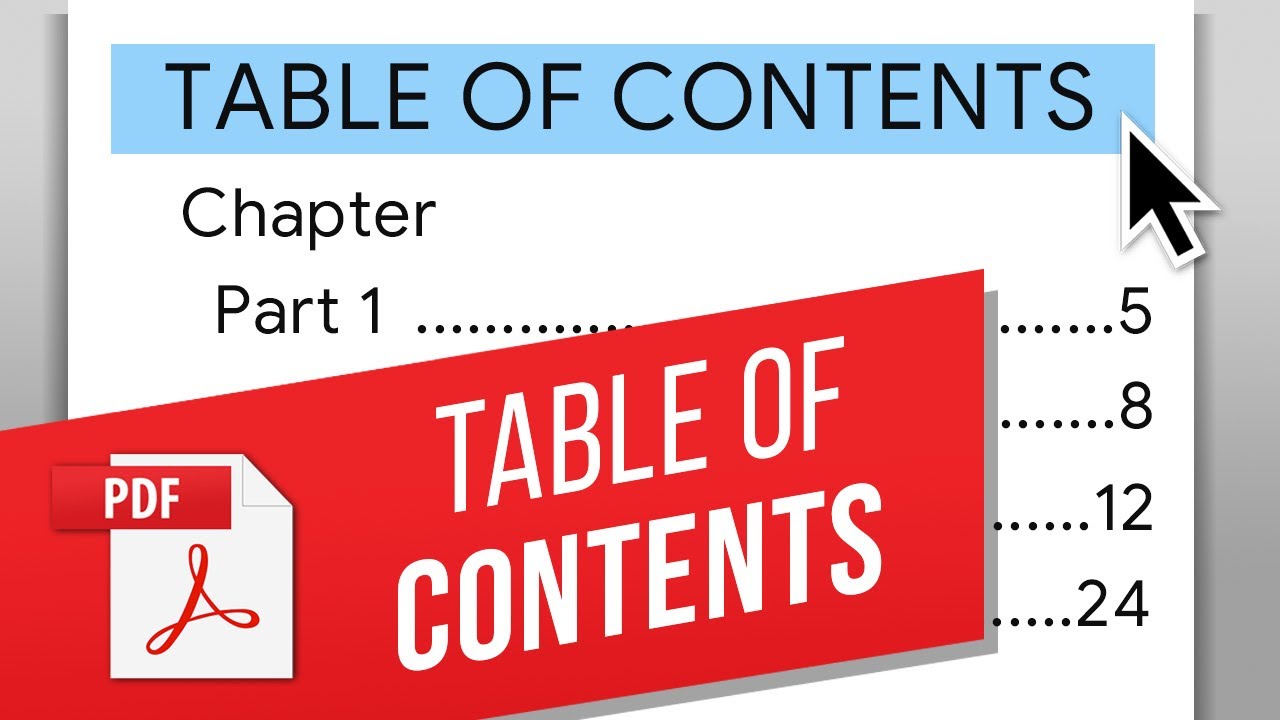 how to add a clickable table of contents in adobe