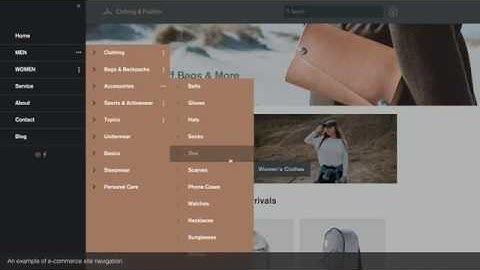 Impressive Site Menu: An example of e-commerce site navigation