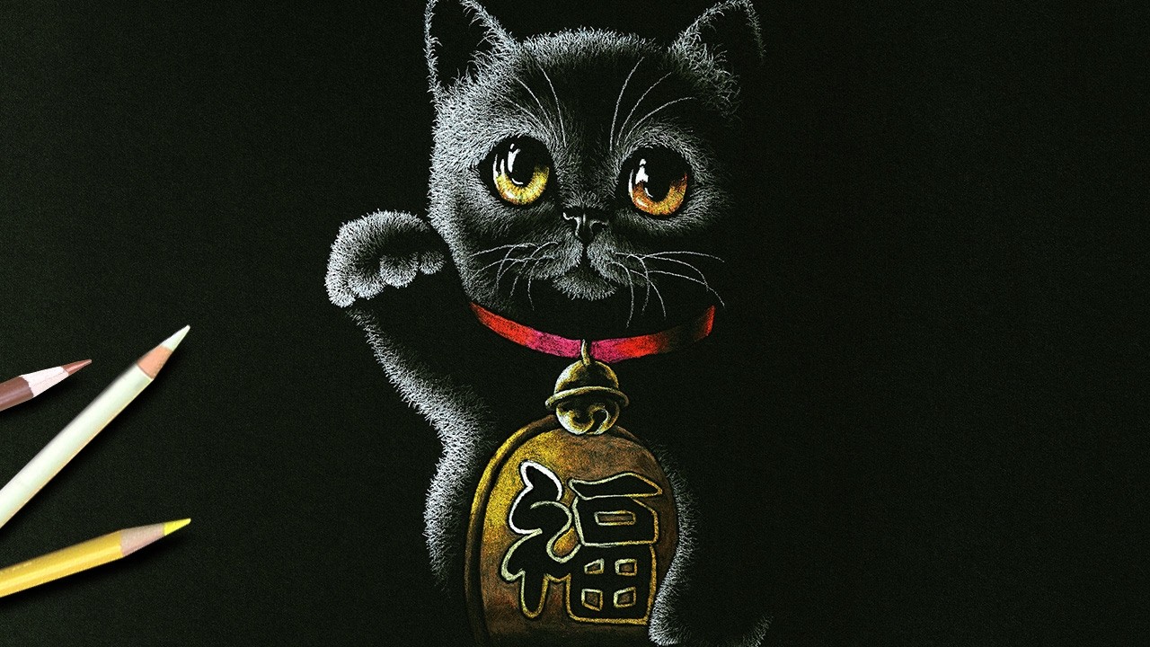 招き猫のイラストを描いてみた - YouTube