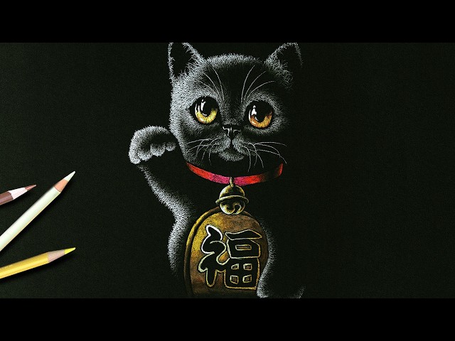招き猫のイラストを描いてみた - YouTube