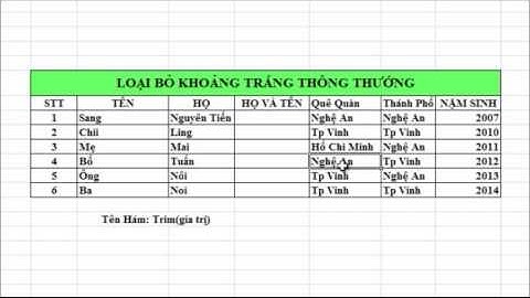 Thu thuat Excel: Loại bỏ khoảng trắng thông thướng trong Excel bằng hám Trim Số 2