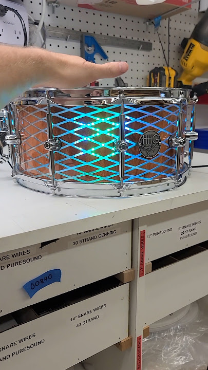 14x7 hybrid sycamore/acrylic snare drum with sound activated internal LED system .#drums #drummer