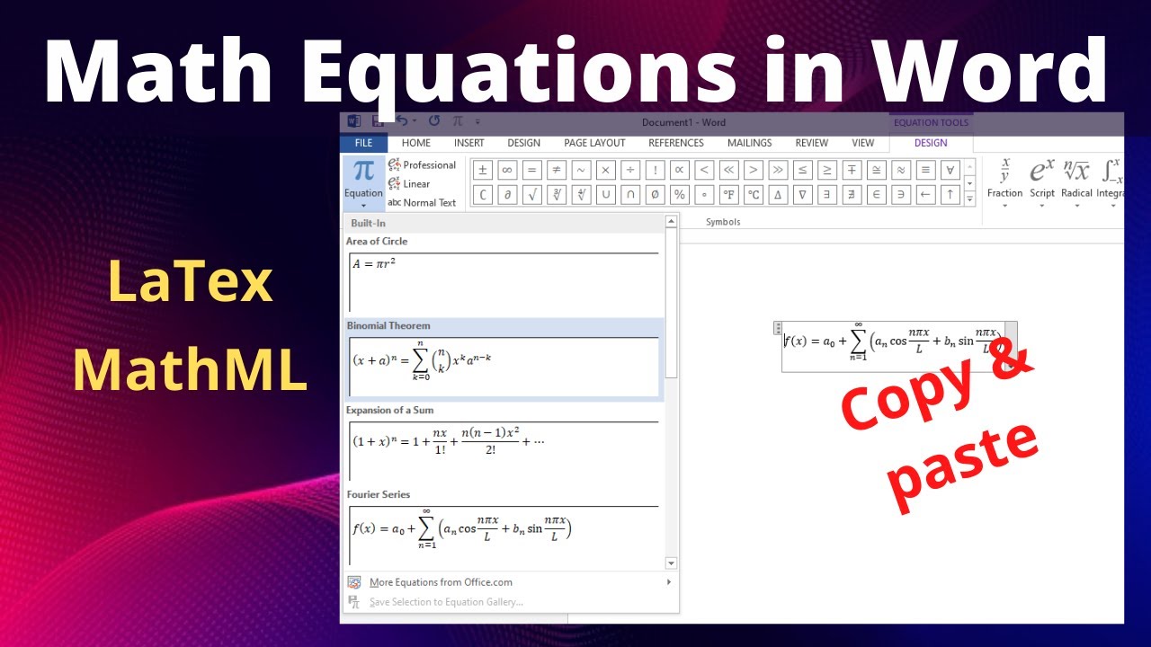 Copy pasting Math Formula in Word  Latex in Word  MathML