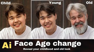 Ai face age change photo edit !!! reveal childhood , young , old face with face app 🥳😱🤩