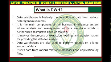 Jayoti Vidyapeeth - Data Warehouse is different from Big Data