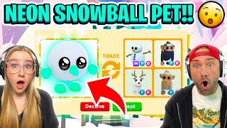 Trading My *NEW* NEON SNOWBALL PET in Roblox Adopt Me! ❄️😳