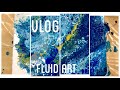 #6【art VLOG】190622土☔️「雨の日、青い絵の具で絵を描く」acrylic pouring/fluid art/*JUNE【フルイドアート】