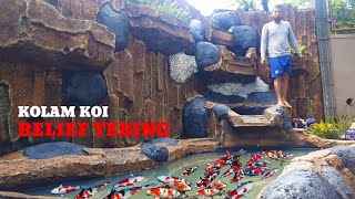 Membuat Kolam Koi Relief Dinding
