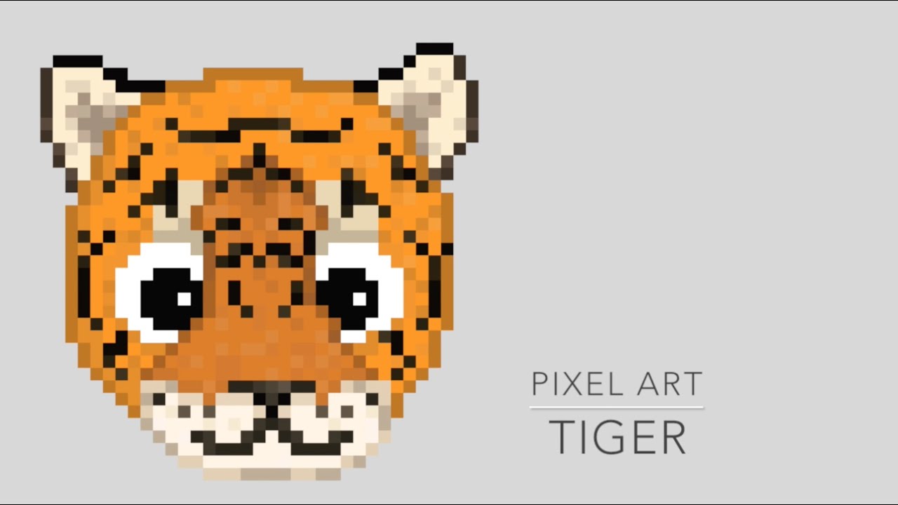Tiger Pixel Art Grid